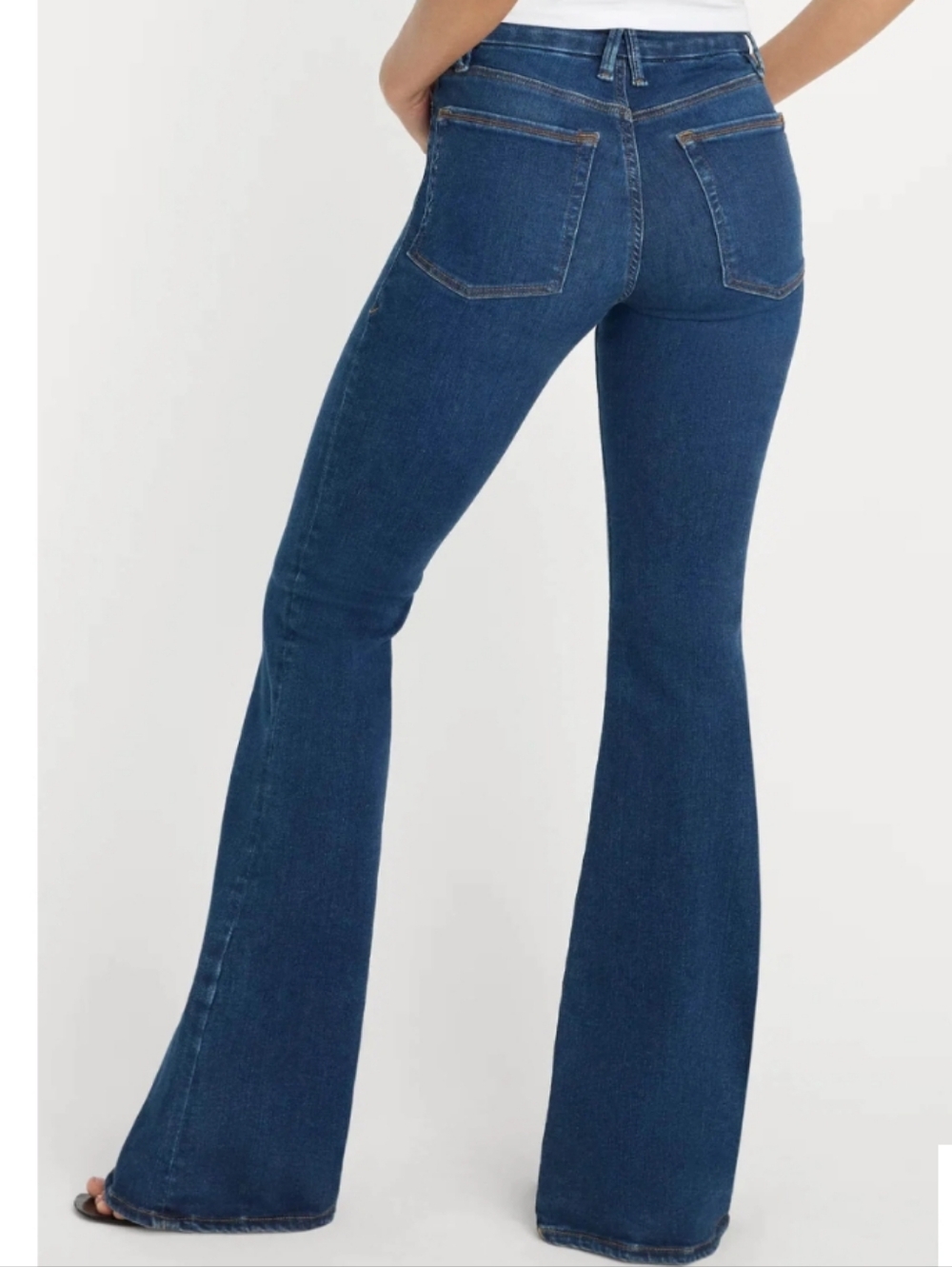 Good American Dark Blue Pull-on Flared Jeans High-rise Power Stretch Sculpting - Picture 3 of 9